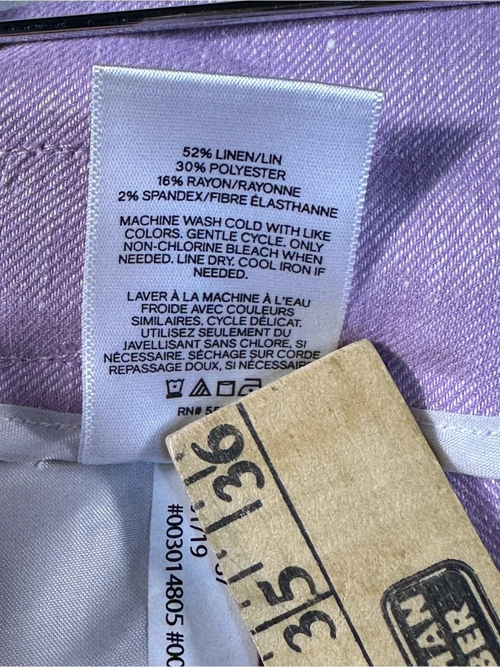 Express High Rise Paperbag Linen Blend Shorts Medium Lavender Tie Waist